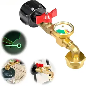 Propane Refill Adapter with Valve & Gauge, Gas Cylinder Filling Connector with Glow In The Dark Meter, Snapfixmate Ball Valve Gas Tank Gas Connector, Gas Cylinder Accessories, Christmas gifts, TikTokShopBlackFriday