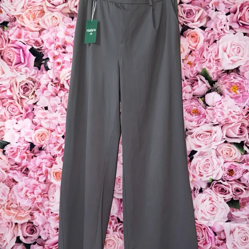 Halara Flex DayStretch High-Waisted Pocket Work Flare Pants, Deep Gray, Size XL