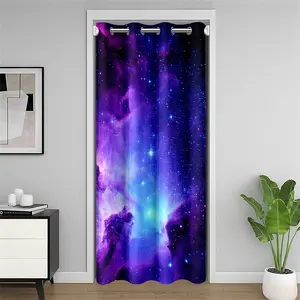 Galaxy Doorway Curtain Privacy,Outer Space Nebula Closet Door Curtain,Purple Blue Universe 30%-50% Blackout Door Cover Curtain