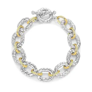 Aprilery Chunky Two-Tone Chain Bracelet – Twisted Cable Link Fashion Jewelry for Women, Designer-Inspired Statement Bangle