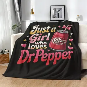 Countdown Sale! Dr. Pepper Sweet Cool Girl American Style Flannel Slogan Print Blanket,weighted blanket，homegoods，Vintage Warm Decorative Throw, Suitable for all four seasons Perfect Gift for Friends and Family
