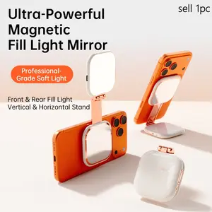 Magnetic Selfie Light for Phone, 3 Colors/4 Settings LED Mode, Mirror Compatible, Rechargeable Portable Fill Light for Photography, Selfie Led Lights