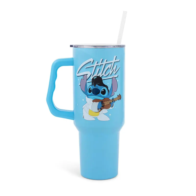 Disney Lilo & Stitch Elvis Stainless Steel Tumbler With Handle | Holds 40 Ounces