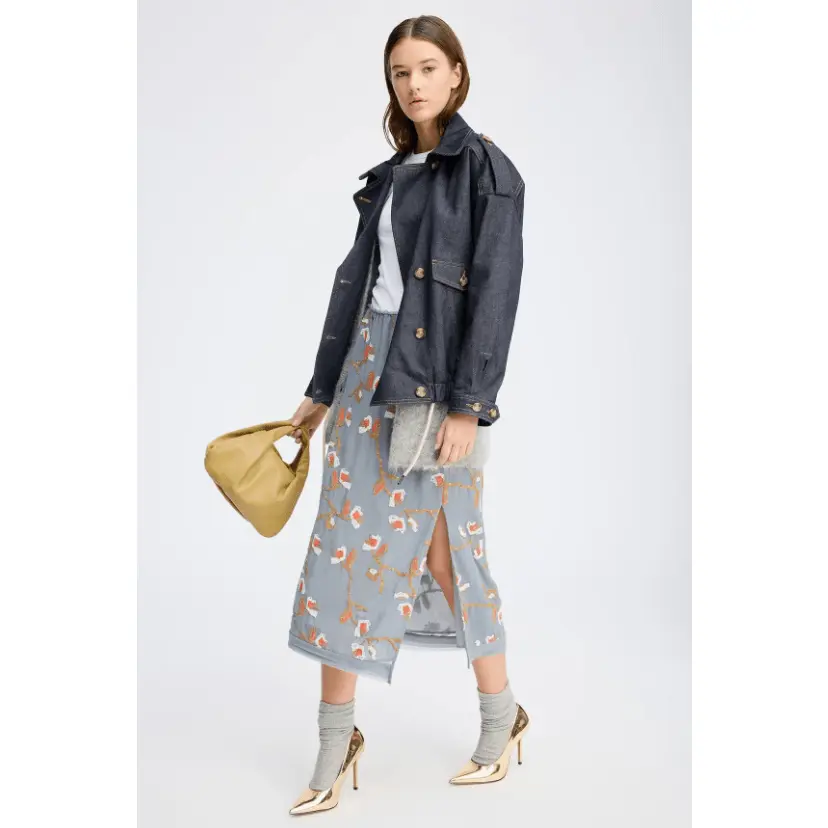 Omi Sequin Embroidered Midi Skirt