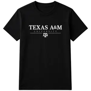 Texas College Graphic T-Shirt – Black Minimalist Retro Tee Featuring Classic College Design, Perfect for Campus Outfit, Game Day, Men’s & Women’s Tops