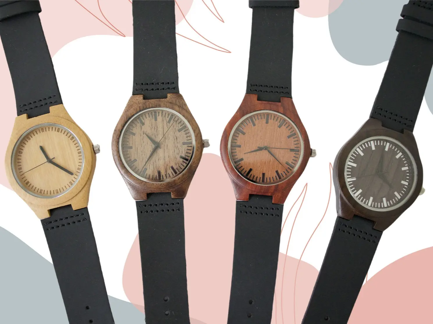 Wooden Watch with Leather Band - Handcrafted Natural Wood Dial, Japanese Quartz Movement, Personalized Engraving Option, Eco-Friendly Gift Packaging