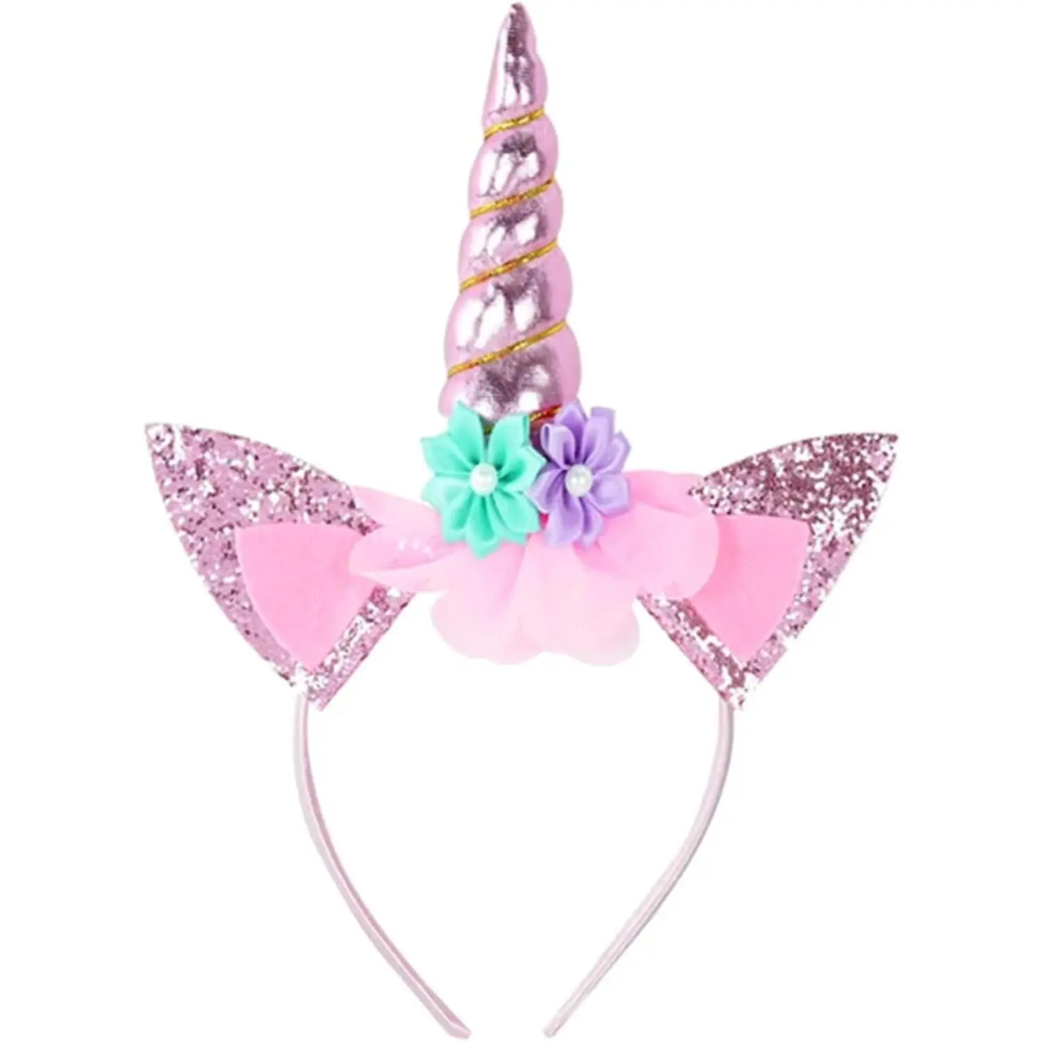 L-HDW126 Unicorn Horn Headband Glitter Cute Unicorn Hairband Birthday Party Halloween Cosplay Clothing Hair Decoration