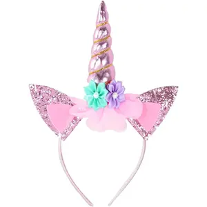 L-HDW126 Unicorn Horn Headband Glitter Cute Unicorn Hairband Birthday Party Halloween Cosplay Clothing Hair Decoration
