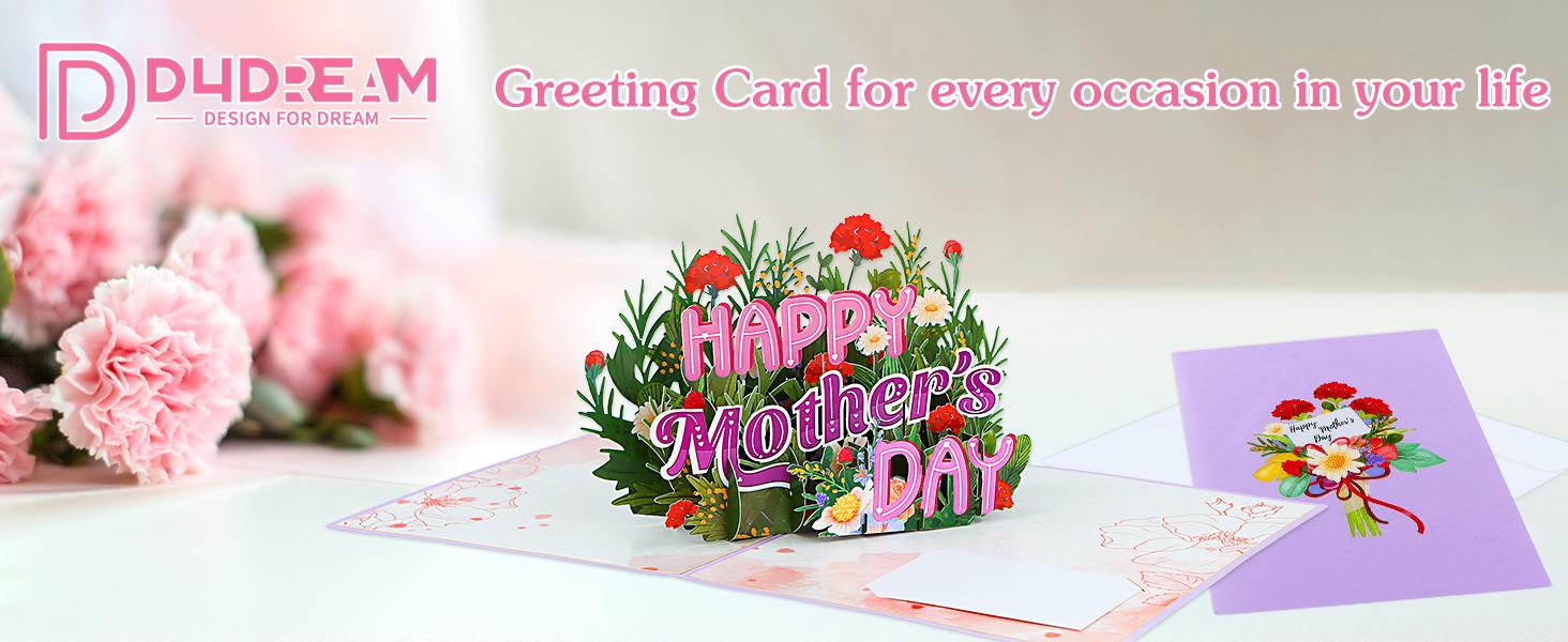 Best Mom Gift! D4DREAM Pop Up Card  Mother's Day Flower Greeting Card for Her