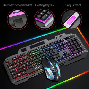 USB Wired Gaming Keyboard and Mouse Combo with LED Backlit, Rainbow Keyboard, Led Backlight Keyboard, 4000DPI High Precision Gaming Mouse, Plug and Play PC Gaming Gear for Computer and Bluetooth Accessories, Led Backlighting, PC Gaming Peripherals