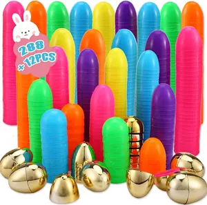 300 Pcs Easter Eggs,2.35" Assorted Bright Colors Plastic Easter Eggs for Easter Hunt,Easter Themed,Decorations,Basket Stuffers Fillers