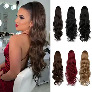 Cephemer Drawstring Ponytail 22inches Long Curly Wavy Pony Tail Extensions Synthetic Hairpieces for Women Easy to Wear All Day Comfort for Daily Party Black Friday & Christmas