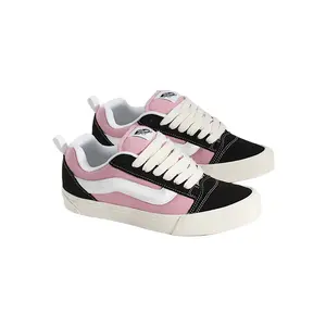 VANS Knu Skool Color Blocking Black/Pink Low-Top Shoes with Oversized Laces & Puffed Tongue for Unapologetic '90s Style