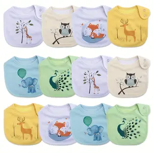 12 Pack High-Quality Cotton Baby Bibs – Soft Absorbent Feeding Bibs with Adjustable Snap, Unisex for Boys & Girls, Teething & Drooling Essentials Organic Onesie Set