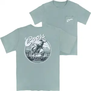 Coors Banquet Beer Colorado Rodeo Front and Back Print Pocket T-Shirt