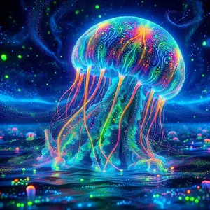 Jellyfish Pattern DIY Diamond Arts Colorful Painting Kit without Frame, 5D Diamond Arts Colorful Painting Kit, Wall Art Decor for Home, Craft