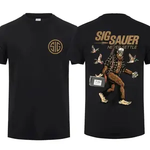 2026 Sig Sauer Bigfoot Never Settle 2 Sided T-Shirt, Unisex Short Sleeve Casual 100% Cotton, Top Menswear, Tactical Gear