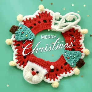 Chiristmas Santa Claus necklace scarf Suitable for Kittens and Puppies Handmade Knitted Cosplay Pet decoration