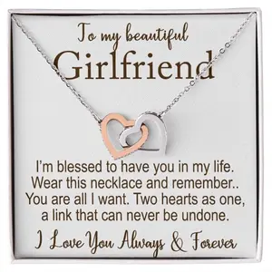 To My Girlfriend Gift Heart Necklace With Message Card Meaningful Birthday Anniversary Jewelry Gift Box