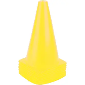 9 Inch Plastic Training Traffic Cones, Sport Cones, Agility Field Marker Cones for Soccer Basketball Football Drills Training, Outdoor Activity or Events - (Set of 10, 12, 15 or 24, 4 Colors)