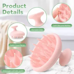 Scalp Scrub Brush with Goma Cachucho Soft Silicone Bristles Nonskid Grip Solid One Piece Design for Scalp Scrubbing