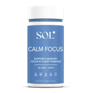 Sol Nutrition Calm Focus - Support Mental Clarity for All Ages - Gluten Free, GMO Free, Vegan, Dairy Free, GMP Certified - Doctor Formulated