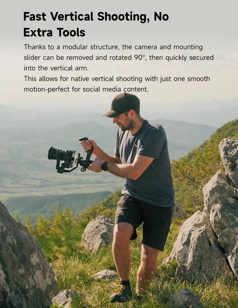 FeiyuTech SCORP 3 Gimbal Stabilizer with AI Tracking, 3-Axis Handheld Stabilizer for Sony Canon DSLR, 3.5kg/7.72lbs Payload, Detachable Wireless Remote Control Handle for Solo Filmmaking