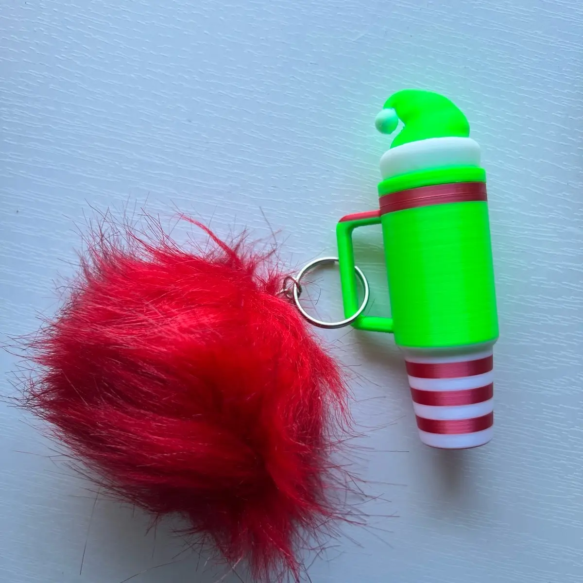 Grunchy Santa hat Lip Balm Holder keychain - Holds Lip Balms and other items and for Easy Access