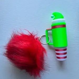 Grunchy Santa hat Lip Balm Holder keychain - Holds Lip Balms and other items and for Easy Access