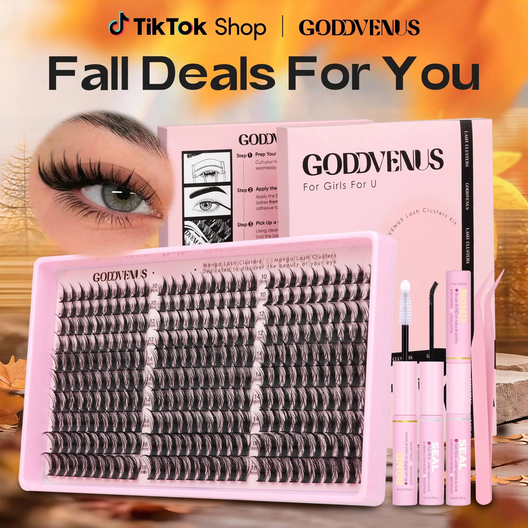 【D】Goddvenus Manga Lash Clusters Natural Anime 300 Pcs Eyelash Clusters 10-16mm Cluster Eyelash Extensions Cosplay No Plastic Feel Individual Lash Extension