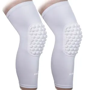 COOLOMG Basketball Knee Pads Youth Kids Adult Football Protective Padded Knee Compression Sleeves White M