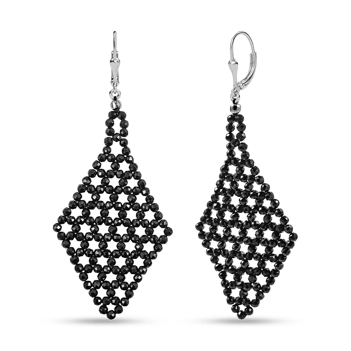 Thai Black Spinel 33.15 ctw Earrings in Sterling Silver