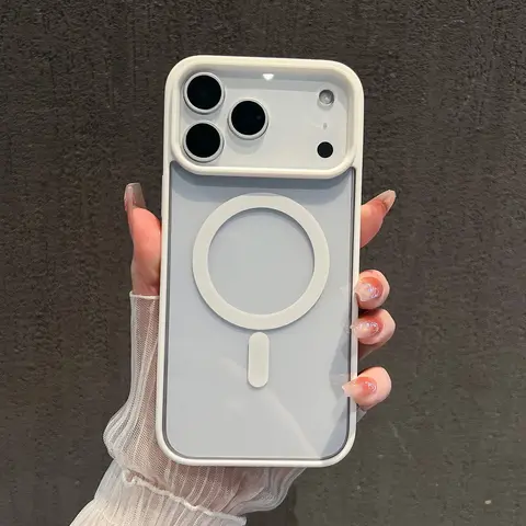 MagSafe Compatible TPU+PC Case for iPhone 17 Series - Transparent Base, Shockproof, Lightweight Slim Cover with Lens Protection, Smartphone Accessory