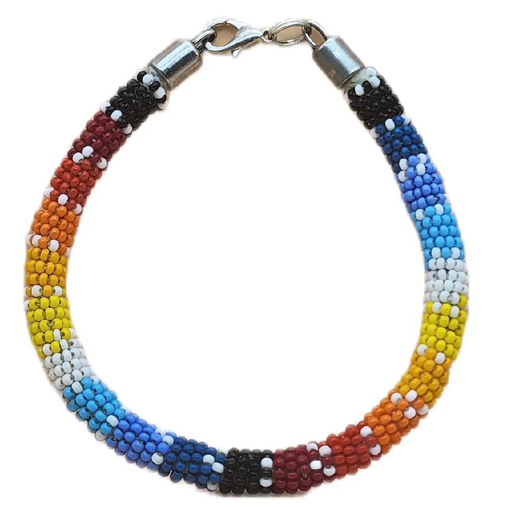 Rainbow Beadwork Stich Bracelet - Colorful Beaded Jewelry with Secure Clasp