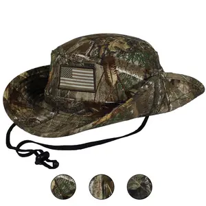 Patriot Full Brim Camo American Flag Bucket Hat (Floats)