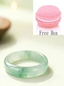Imitation Jade Floating Flower Ring, Fine Texture, Inner Diameter 1.7cm, Perfect for Daily Commute, Traditional Style, Ideal Gift