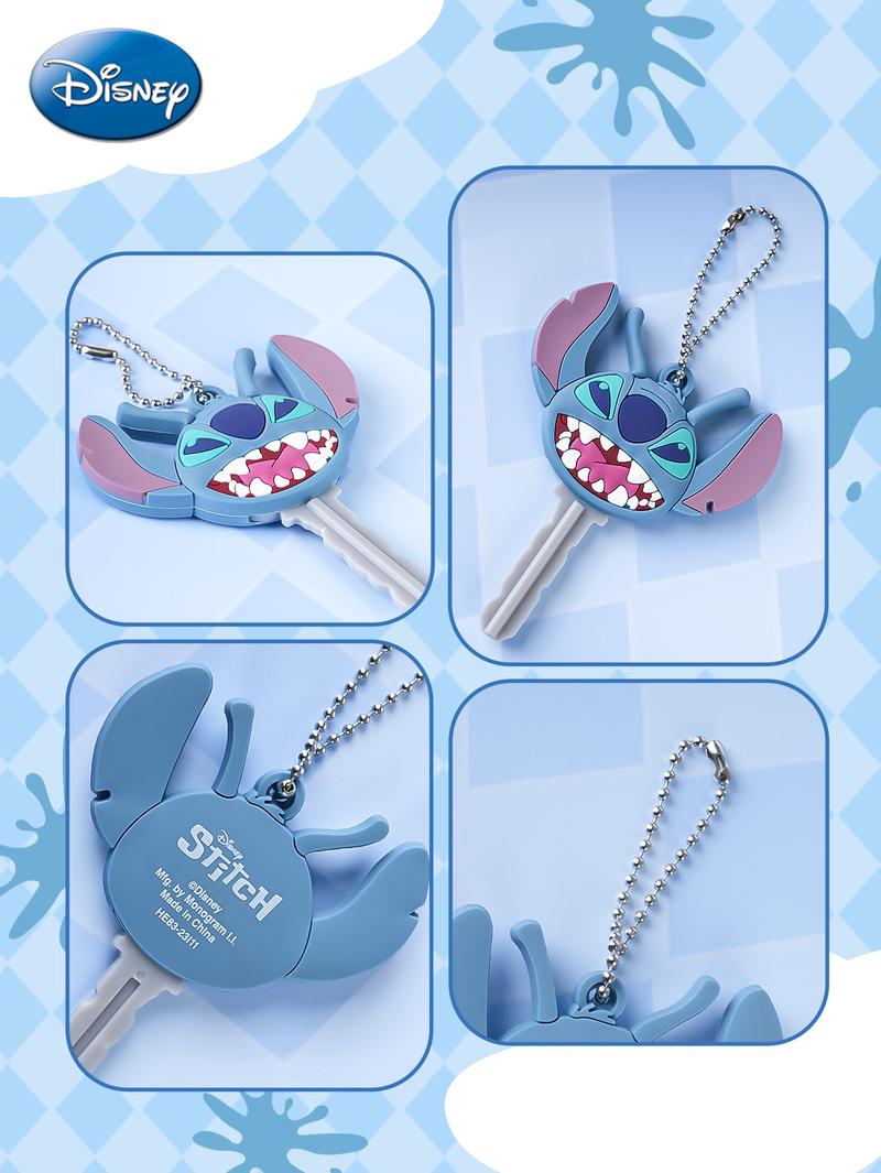 Disney Stitch Keychain 1PC Official License Funny Smile Figurine Bag Clip Charms Anime Figure Charm Anime Collector Keyring Backpack Decor Durable PVC Rubber Gift
