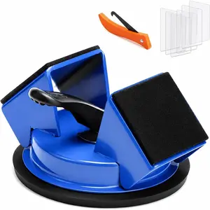 Floor Gap Fixer Tool – Heavy-Duty Iron Body with Enhanced Suction Cup, 45° Striking Surface for Floating Laminate & Vinyl Plank Flooring Repair, Includes 6 Adhesive Pads & Cleaning Blade