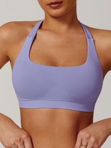 women's solid color halter neck sports bra, tight-fitting breathable comfortable backless sports vest, workout tops, ladies sportswear for indoor outdoor wear, activewear, exercise bra, workout clothes women, workout bras