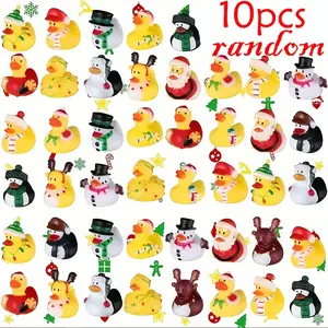 Happy Christmas Rubber Ducks, 10pcs Random, Perfect for Festive Decor & Gift Giving, Ideal for Celebrations & Special Occasions