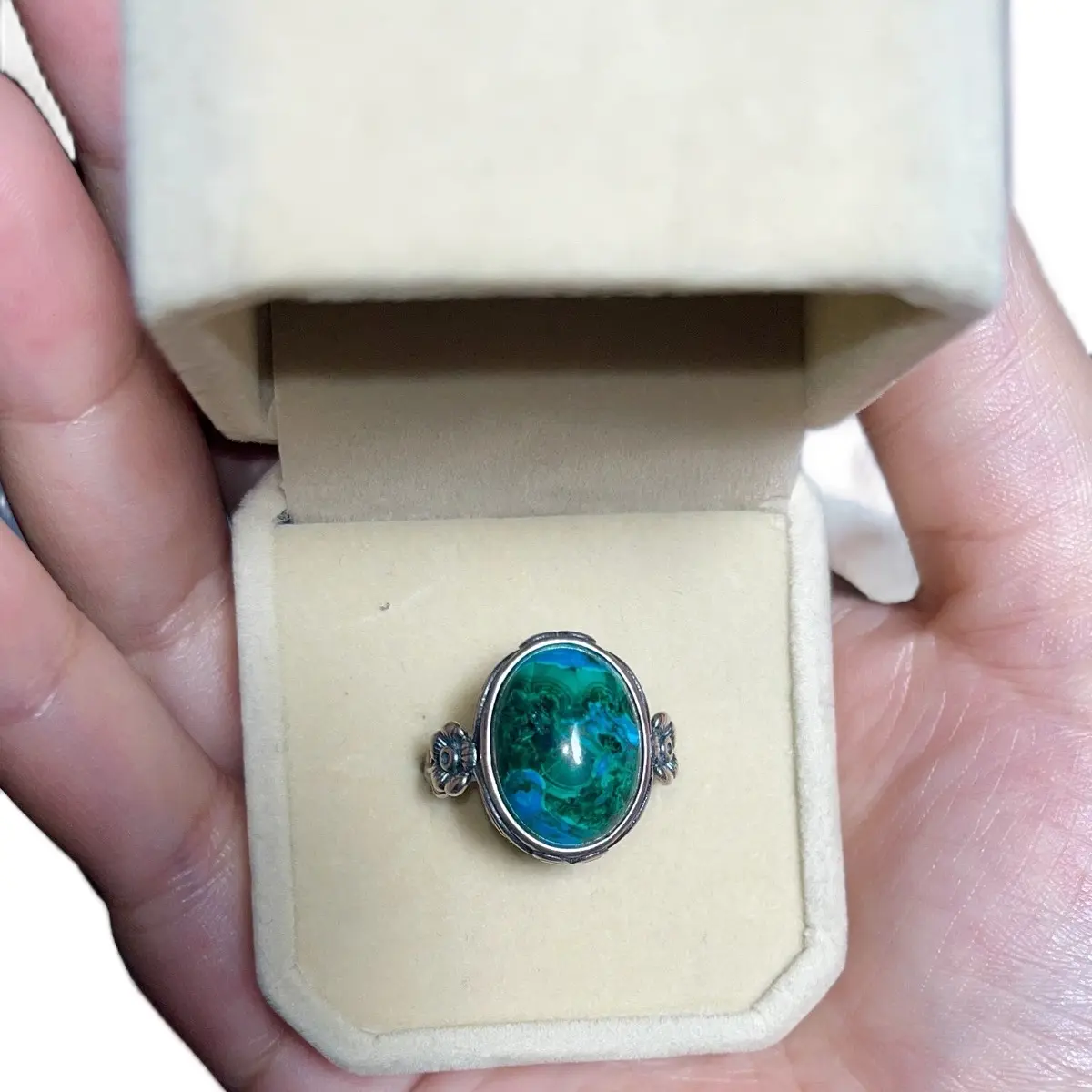 Chrysocolla adjustable 925 rings