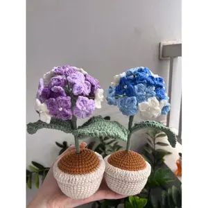 Crochet Potted Hydrangea, Custom Color, Amigurumi Pot, Flower Handmade, Christmas Gift for Her, Housewarming Gifts, Office Table Decor