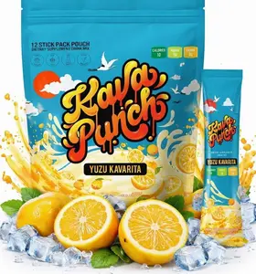Kava Drink Mix Powder – Noble Kava Relaxation Drink, Alcohol Alternative with Buzz, Calming Packets, 12 Servings Pouch, Yuzu Flavor