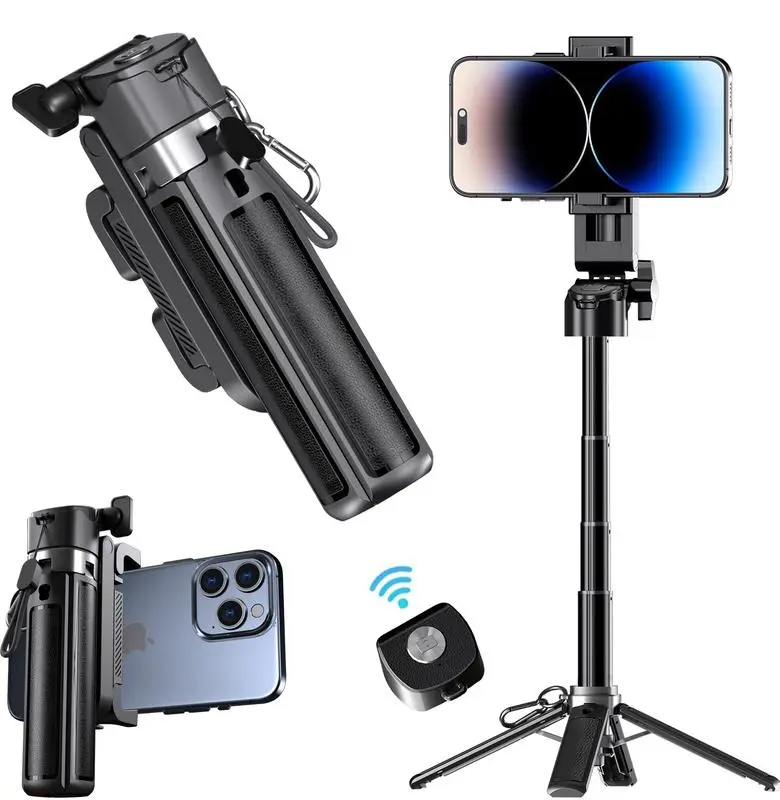 2026 New 5-in-1 Multifunctional Mini Wireless Selfie Stick for Smartphone, Android Mobile - 360° Rotatable, Compact Stylish Aluminium Bluetooth Remote, 21.2in Telescopic, Handheld Stabilizer/Phone Stand/Tripod, Vlogging Accessory