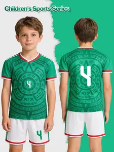 2-piece Children's Football Sports Set - Jersey and Shorts Set with Number 4 Print, Boys' Football Training Uniform, Teenage Football Equipment | Personalized Totem Design | Comfortable and Fit, Suitable for Sports Competitions and Outdoor Activities.