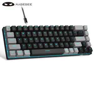 Magegee MK-Box 60% Mechanical Gaming Keyboard, LED Backlit, 68 Keys, Red Switch, Anti-Ghosting, USB 2.0, Compatible with Windows PC, MageGee