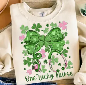 One Lucky Nurse St Patrick's Day Sweatshirt T-Shirt, St Patricks Nurse Shirt, St Pattys Day Gift, Nurse St Pattys Day Tee, Nursing Hoodie, Stethoscope