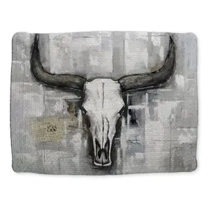 Begin Home Decor CBPM1418EWTYJA 14 x 18 in. Rustic Deer White Braided Placemat - Bull Skull Home Decor
