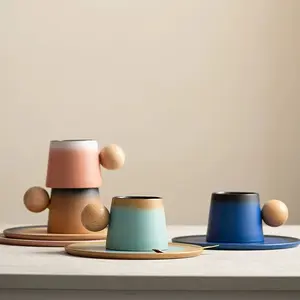 Ceramic Coffee Cup and Saucer Set Luxury Exquisite Retro Mugs Gift Set for Afternoon Tea Creative Design