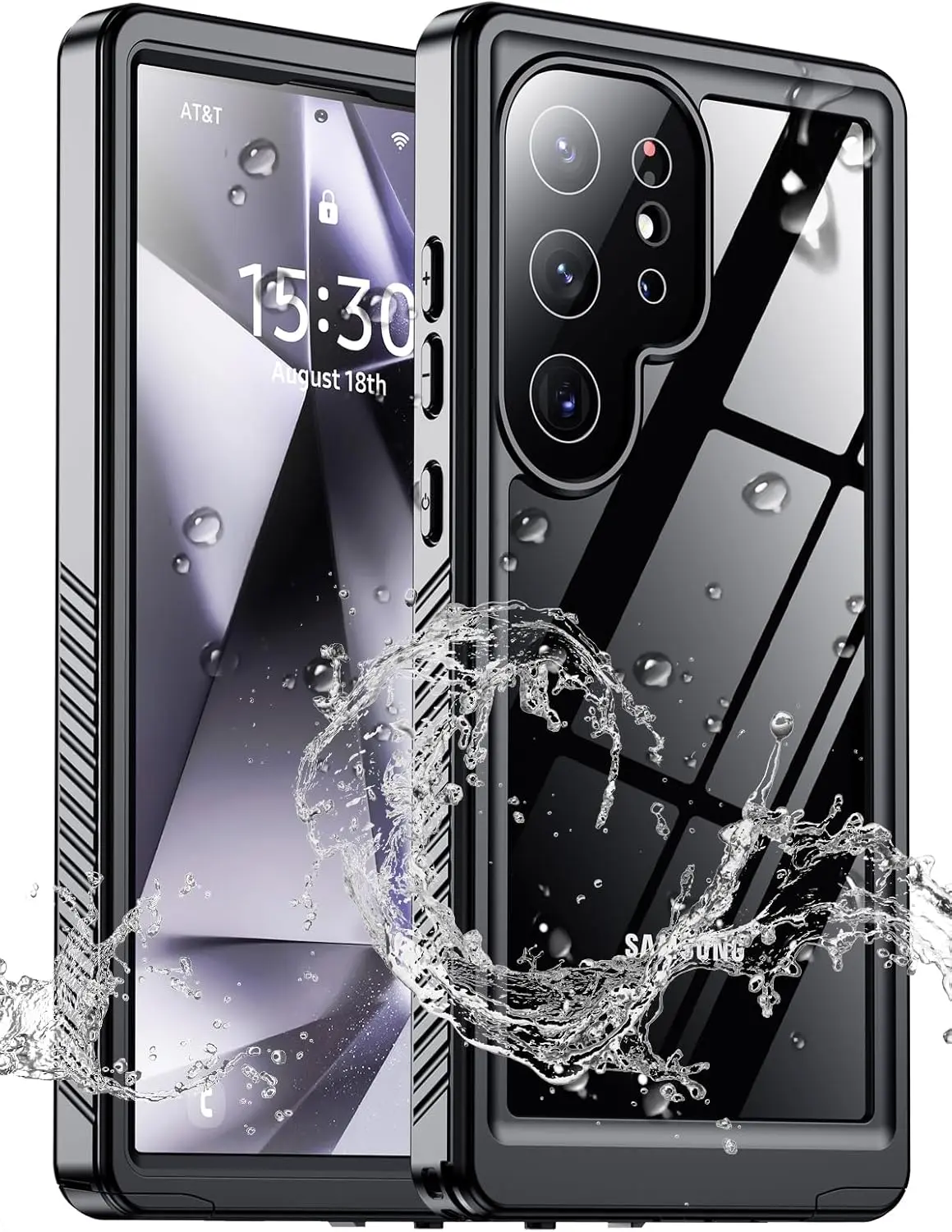 Samsung Galaxy S24 Ultra Case Waterproof,[IPX8 Underwater Case][Full Body Shockproof & Military Dropproof] Clear Sound Quality Built-in Screen Protector for Samsung S24 Ultra 6.8 inch-Black
